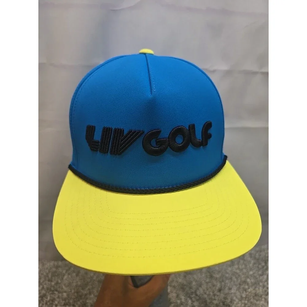 LIV GOLF Hat Cap Adjustable FlexFit 110 Blue Yellow
